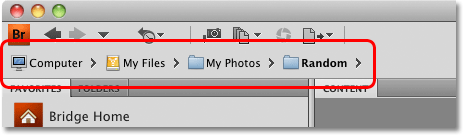 The Path Bar in Adobe Bridge CS4. Image © 2010 Photoshop Essentials.com.