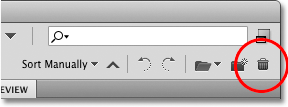 The Delete Item icon in Adobe Bridge CS4. Image © 2010 Photoshop Essentials.com.