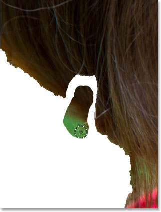 Accidentally including some of the background in the brush stroke.