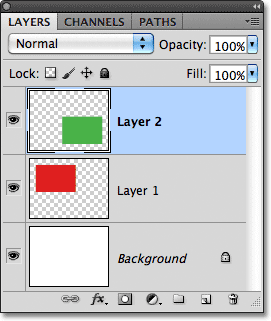 The new shape has been added to Layer 2. Image © 2011 Photoshop Essentials.com