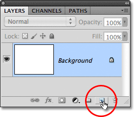 Clicking the New Layer icon in the Layers panel in Photoshop. Image © 2011 Photoshop Essentials.com