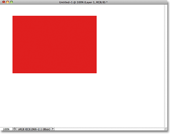 A red rectangle added to Layer 1. Image © 2011 Photoshop Essentials.com