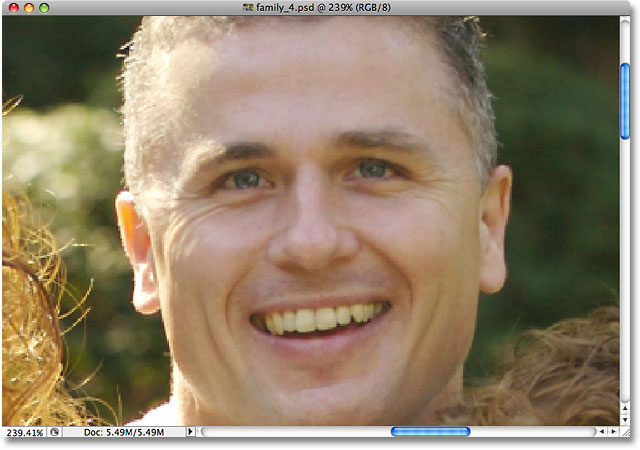 Photoshop has zoomed in to the man's face. Image © 2009 Photoshop Essentials.com.