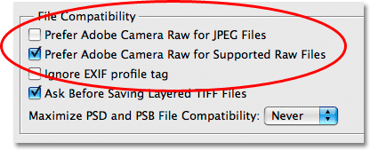 Two new File Handling options in Photoshop CS3. Image © 2009 Photoshop Essentials.com