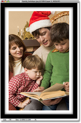 A photo frame created with layer styles in Photoshop. Image © 2008 Photoshop Essentials.com.