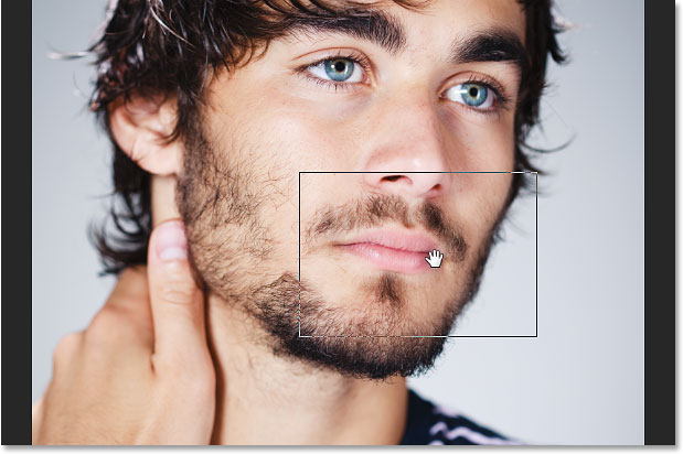 The Birds Eye View technique for panning from one area of an image to another. Image © 2014 Steve Patterson, Photoshop Essentials.com