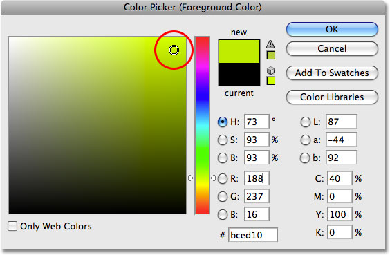 The Color Picker in Photoshop. Image © 2009 Photoshop Essentials.com