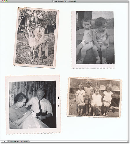 Four old photos scanned at once. Image © 2010 Photoshop Essentials.com.
