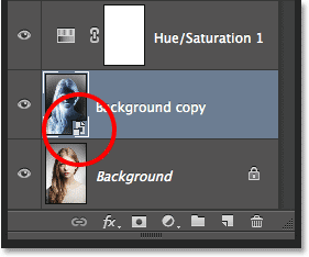 The Smart Object icon in the layers preview thumbnail. Image © 2014 Photoshop Essentials.com
