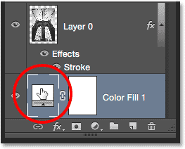 Double-clicking the color swatch on the fill layer. Image © 2014 Photoshop Essentials.com.