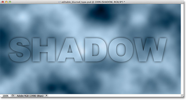 The image after lowering the Fill Opacity of the text.