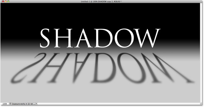 Photoshop text perspective shadow effect. Image © 2010 Photoshop Essentials.com.