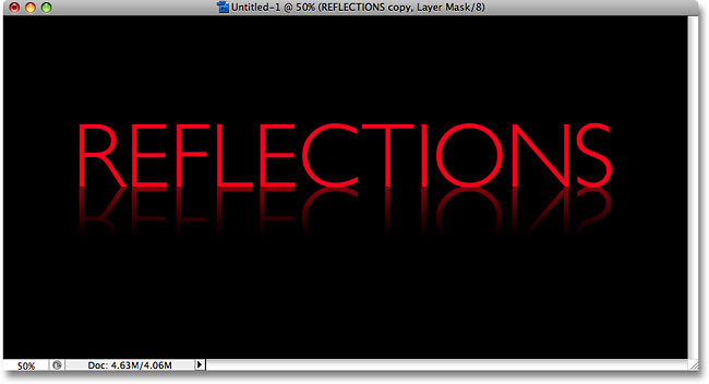 A text reflection effect in Photoshop. Image © 2009 Photoshop Essentials.com