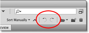 The image rotate icons in Adobe Bridge CS4. Image © 2010 Photoshop Essentials.com.