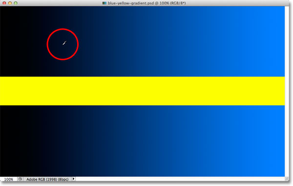 Clicking on a darker shade of blue in the gradient. Image © 2012 Photoshop Essentials.com