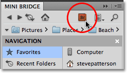 The Adobe Bridge icon in Mini Bridge. Image © 2010 Steve Patterson, Photoshop Essentials.com
