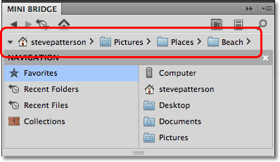 The Path Bar in Mini Bridge. Image © 2010 Steve Patterson, Photoshop Essentials.com