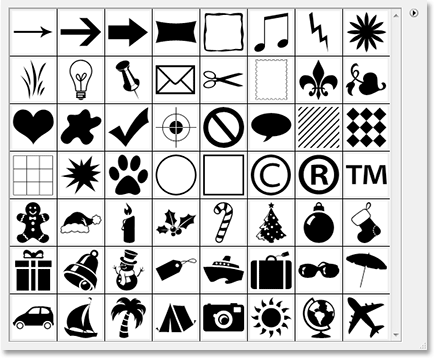 Adobe Photoshop tutorial image: Holiday-themed custom shapes.