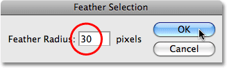 Feathering a selection in Photoshop. Image © 2009 Photoshop Essentials.com
