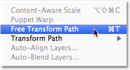Photoshop Free Transform Path command. Image © 2011 Photoshop Essentials.com