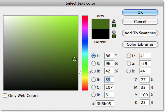 Photoshop Color Picker. Image © 2011 Photoshop Essentials.com