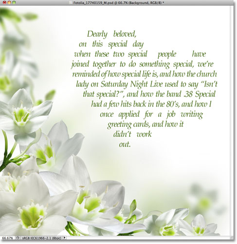 Fill shapes with text in Photoshop. Image © 2011 Photoshop Essentials.com