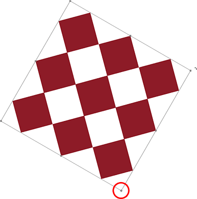 Moving the target symbol to change the rotation point. Image © 2010 Photoshop Essentials.com
