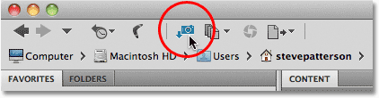 The Get Photos from Camera button in Adobe Bridge CS5. Image © 2011 Photoshop Essentials.com.