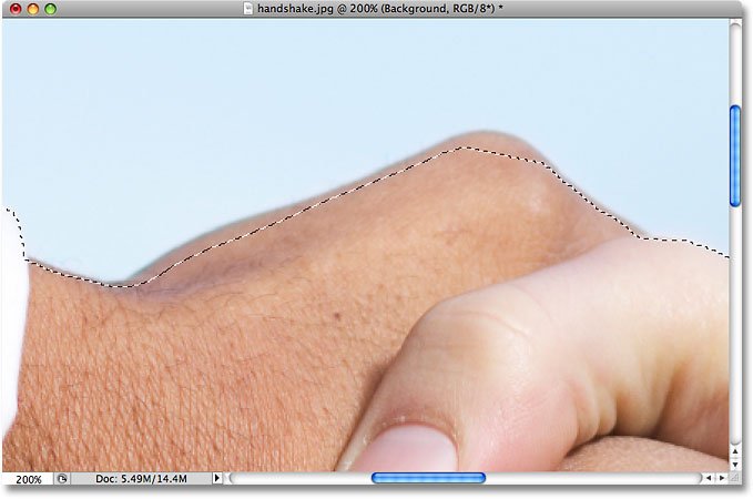 A problem area with the selection outline. Image © 2009 Photoshop Essentials.com