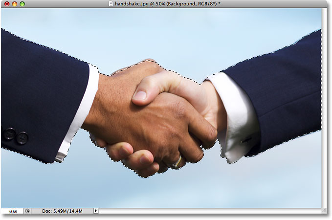 The initial selection is complete. Image © 2009 Photoshop Essentials.com