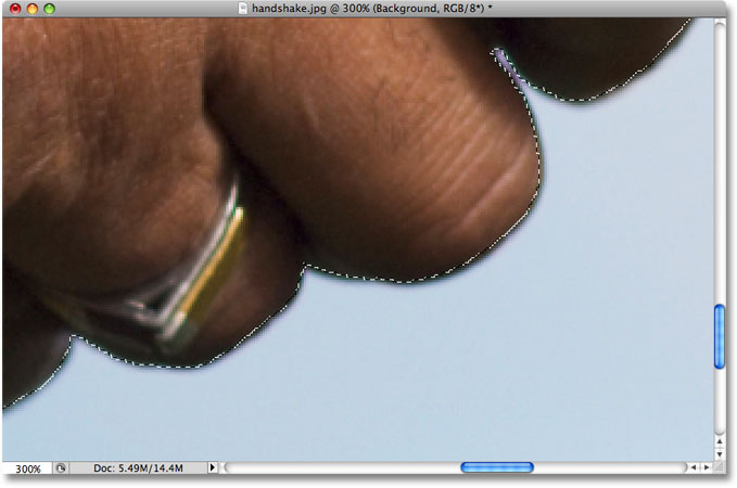 The unwanted selection area has been removed. Image © 2009 Photoshop Essentials.com