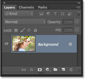 The Layers panel showing the largest of the preview thumbnail sizes. Image © 2014 Steve Patterson, Photoshop Essentials.com