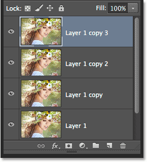 Photoshop adding the word copy to the end of layer names. Image © 2014 Steve Patterson, Photoshop Essentials.com