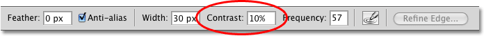 The Edge Contrast option for the Magnetic Lasso Tool. Image © 2009 Photoshop Essentials.com