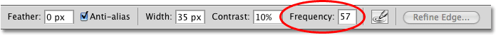 The Frequency option for the Magnetic Lasso Tool. Image © 2009 Photoshop Essentials.com