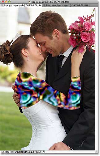 A photo of a wedding couple open in Photoshop CS5. Image © 2011 Photoshop Essentials.com