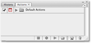 The actions have been reset in the Actions palette. Image copyright © 2008 Photoshop Essentials.com