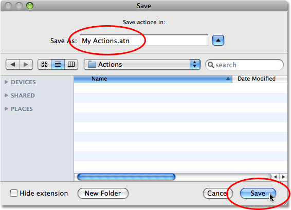 Choose a location to save your action set. Image copyright © 2008 Photoshop Essentials.com