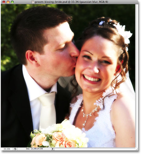 The image after applying the Gaussian Blur filter in Photoshop. Image copyright © 2008 Photoshop Essentials.com