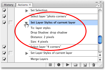 Step 18 will add a drop shadow to the image on the 'photo corners' layer. Image copyright © 2008 Photoshop Essentials.com