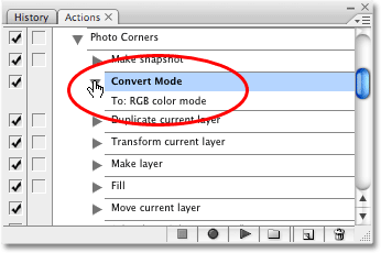 Viewing the details of the second step in the Photo Corners action. Image copyright © 2008 Photoshop Essentials.com