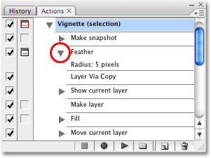 Clicking on the triangle for an individual step reveals the specific details. Image copyright © 2008 Photoshop Essentials.com