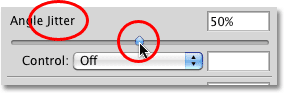 The Angle Jitter option in the Shape Dynamics in Photoshop. Image © 2010 Photoshop Essentials.com