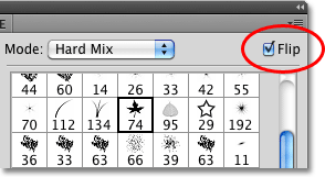 The Flip option in the Dual Brush section of the Brushes panel in Photoshop. Image © 2010 Photoshop Essentials.com