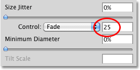 The Fade option set to 25 steps by default. Image © 2010 Photoshop Essentials.com