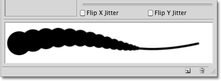 A preview of the brush stroke with a minimum diameter of 10%. Image © 2010 Photoshop Essentials.com