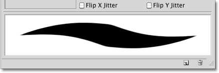 The preview of the brush stroke with Pen Pressure selected for the size control in Photoshop. Image © 2010 Photoshop Essentials.com