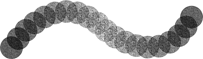 A brush stroke in Photoshop with the minimum depth of the texture set to 50%. Image © 2010 Photoshop Essentials.com