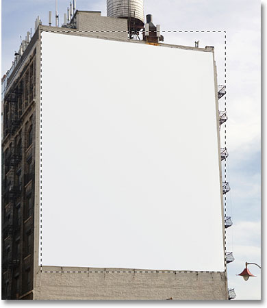 Drawing a selection with the Rectangular Marquee Tool in Photoshop. Image © 2009 Photoshop Essentials.com