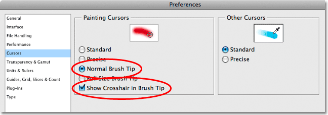 Photoshop CS3's 'Cursors' Preferences category. Image © 2009 Photoshop Essentials.com